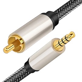 RCA to 3.5mm Mono, tunghey Nylon Braided 3.5mm 1/8 inch Mono Male Plug to RCA Male Audio Cable Adapter, RFAdapter for Speakers, Subwoofer (1.5m)