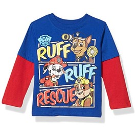 Nickelodeon Baby Boys' Toddler Long Sleeve tee, Royal/Red, 2T