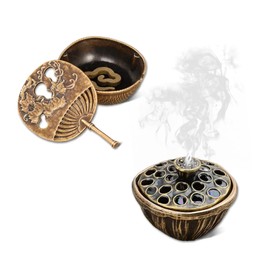Kisstta Pack of 2 Metal Mini Incense Burner, Lotus Incense Holder and Fan, Incense Burner for Decoration Living Room and Yoga Accessories