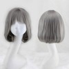 Bob Short Hair Wig Heat Resistant Synthetic Gray Breathable Fluffy