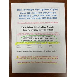 For Konica Minolta (400g x 4 Black) Toner Refill for Bizhub C224 C284 C364 C454 C554 (E) + 4 Chips