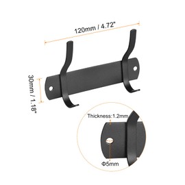 sourcing map Coat Hook Rack, Stainless Steel Wall Mounted Coat Rack with 2 Hooks Hook Rail Wall Hangers for Hanging Bedroom Bathroom Black