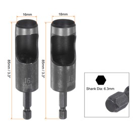 HARFINGTON Leather Hollow Punch Set 1/4 Hex Shank for Drills, 16mm 18mm Dia Rotary Hole Punches for Thick Fabrics Leathercraft Working