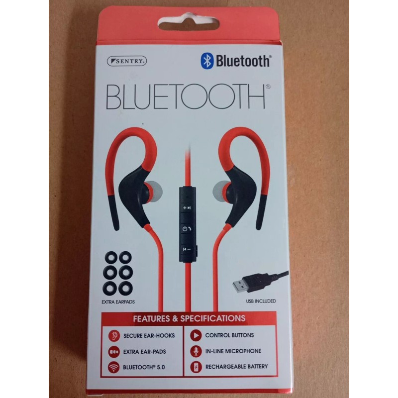 SENTRY BLWBT234 Earbuds Sport Hook Bluetooth RED