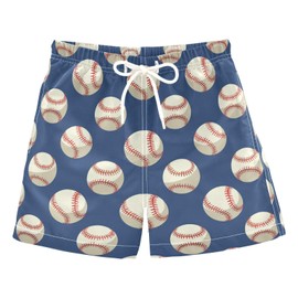 Boys Swim Trunks Baseballs Ball on Blue Beach Board Shorts Quick Dry Swimsuit Toddler Kid Teen