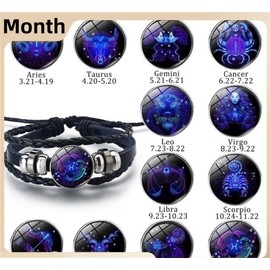 Rozozo Black Twelve zodiac spirit bracelet adjustable Twelve zodiac leather bracelet jewelry accessories for zodiac enthusiasts-Libra