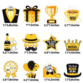 Boss Hanging Swirls Decorations - Happy Boss Day Party Cut-Out Essential Decors - Boss Holiday Outdoor Indoor Party Decoration Swirls - Set of 12 Counts