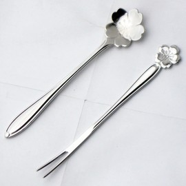 Nagao Flower Coffee Spoon, Himefork, Sakura, Set of 2, Made in Japan