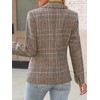 Lei sure Womens Houndstooth Plaid Blazer Lapel Collar Long Sleeve