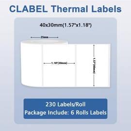 CLABEL 40 * 60 Label Maker Tape Adapted Cable Label Print Paper Standard Laminated Office Oil Proof Waterproof Tearproof Labeling Tape (40 * 30-1 Roll)