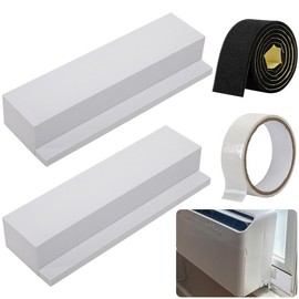 moonoom 2 Pack Air Conditioner Foam Block, Window AC Side Foam Block Kit with Foam Strip and Tape, Insulated Foam Panel for U-Shaped AC Units Prevent Air Leakage Summer Winter (White)