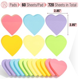 Mr. Pen- Heart Sticky Notes, 12 Pads, 60 Sheets/Pad, Pastel Color, Cute Sticky Notes, Heart Shaped Sticky Notes Heart Shaped Note Pads, Heart Notes, Heart Shaped Note Pad, Heart Office Supplies