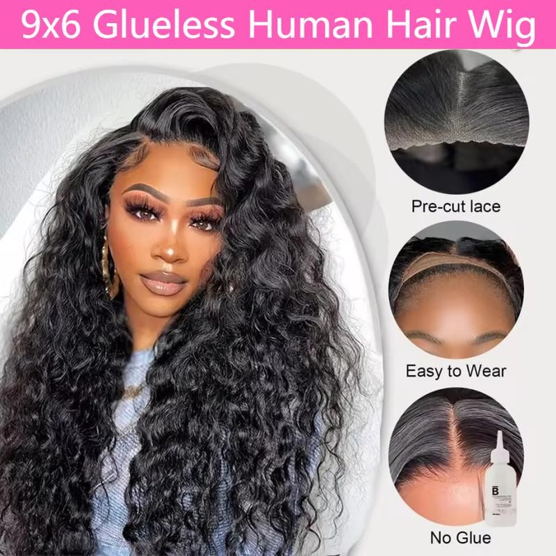 Deep Wave Glueless Wig Pre-Cut 9x6 Lace Closure Wig 180%