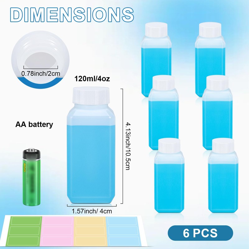 Tight Seal Plastic Bottles with Caps, Laboratory Reaction Bottles, Reusable