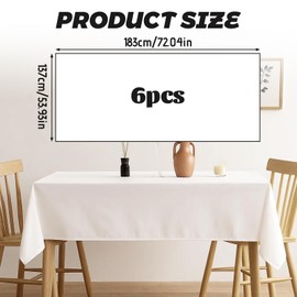 YciVhh 6 Pack White Table Cloth, White Table Cloth Party, 137x183CM Party Table Cloth Disposable for Wedding Banquet, Restaurant Buffet, Outdoor Picnic, Family Gathering