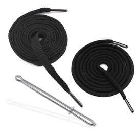 WALWAL 2 Pack 51 Inch Replacement Drawstrings Cotton Drawstring Cord, Suitable for Sweatpants Hoodies Shorts, with Threader Tool(Black)