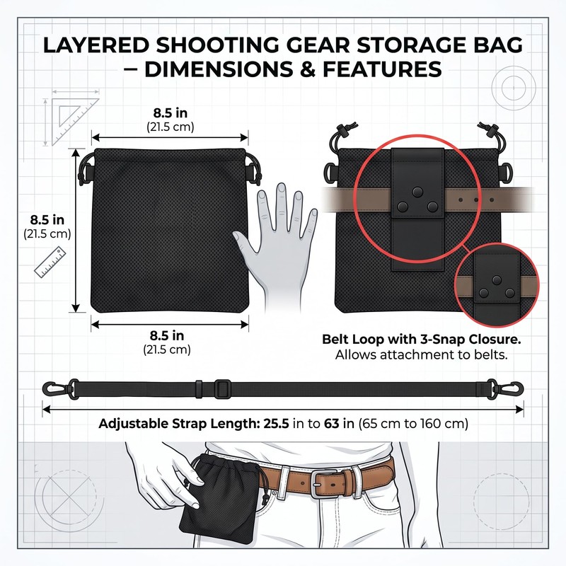 Shooting Gear Mesh Hull Bag: Convertible Waist & Crossbody Sling