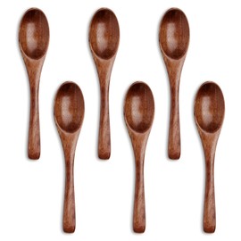 6 PCS Wooden Spoons 5.91 Inch Honey Spoons Wood Utensils for Tea Coffee Soup Jam Condiments