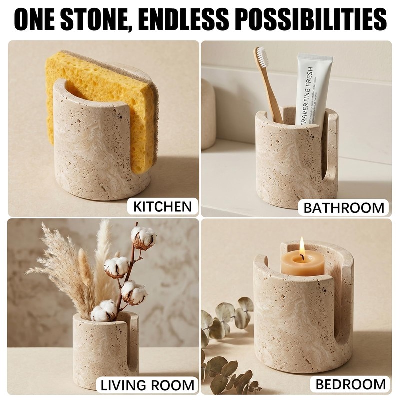 NADSENY Natural Travertine Sponge Holder for Kitchen Sink - Luxury