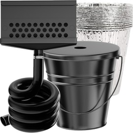 Rear Grease Catcher for Blackstone Griddle, Blackstone Grease Trap and Grease Drainage, 0.6 Gal Drip Bucket W/Lid, 12 Disposable Aluminum Liners, Blackstone Griddle Accessories