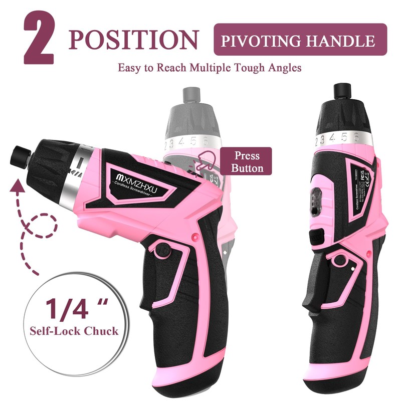 8V Cordless Screwdriver,6+1 Torque Max 10N·m Electric Power Screwdriver with