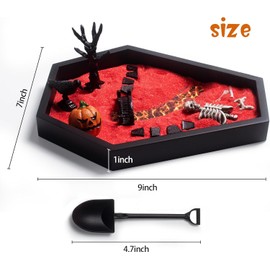 Coffin Zen Garden for Desk 7" x 9" Mini Zen Garden Kit Accessories for Office Coffin Spooky Decor Tray Gifts Gothic Decor Gift for Man Women