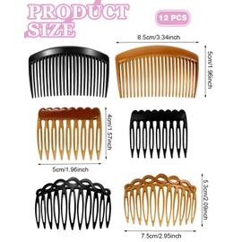 JIPUKE 12Pcs Hair Combs Slides Hair Side Combs Plastic French Twist Decorative Hair Accessories, Hair-Combs for Women Bridal Wedding Veil Girls Thick and Fine Hair