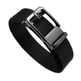 HilyBony Nylon Ratchet Belt for Men Casual Taktika Belt with Adjustable Automatic Buckle No Holes Invisible Belt for Jeans, Black Style 02