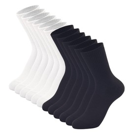 3-12 Pack Womens Crew Socks Size 6-9 LightWeight Thin Casual Calf Socks (2048-6 3B/3W ca)