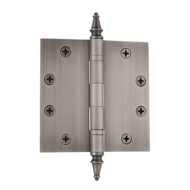 Nostalgic Warehouse 746105 4.5" Steeple Tip Heavy Duty Square Corners Door Hinge, Antique Pewter