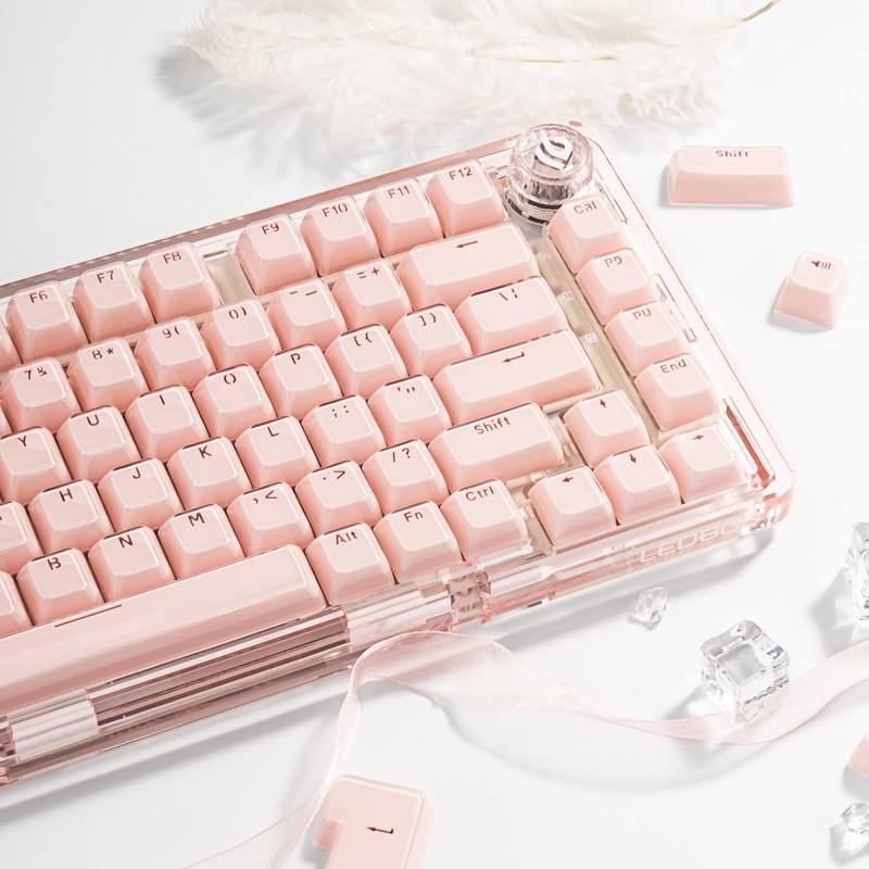 GEKUCAP Pink Clear Keycaps, Translucent Custom Keyboard Key Cap, MDA