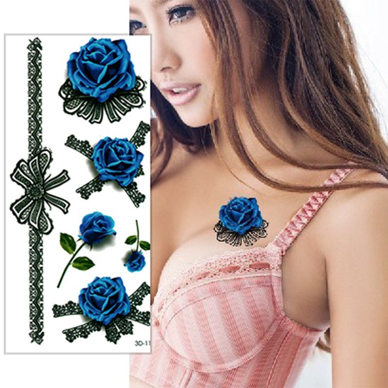 THE FANTASY 3D11 Tattoo Stickers, Rose Ribbon, Unisex, For Ages