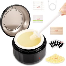 Nose Wax Kit, Nose Ear Hair Removal Kit Men Women with 100g Wax, 40 Sticks, USB Fast Heat, Smart Temperature Control, Multi-Purpose Hair Remover Tool,Compact Travel Size