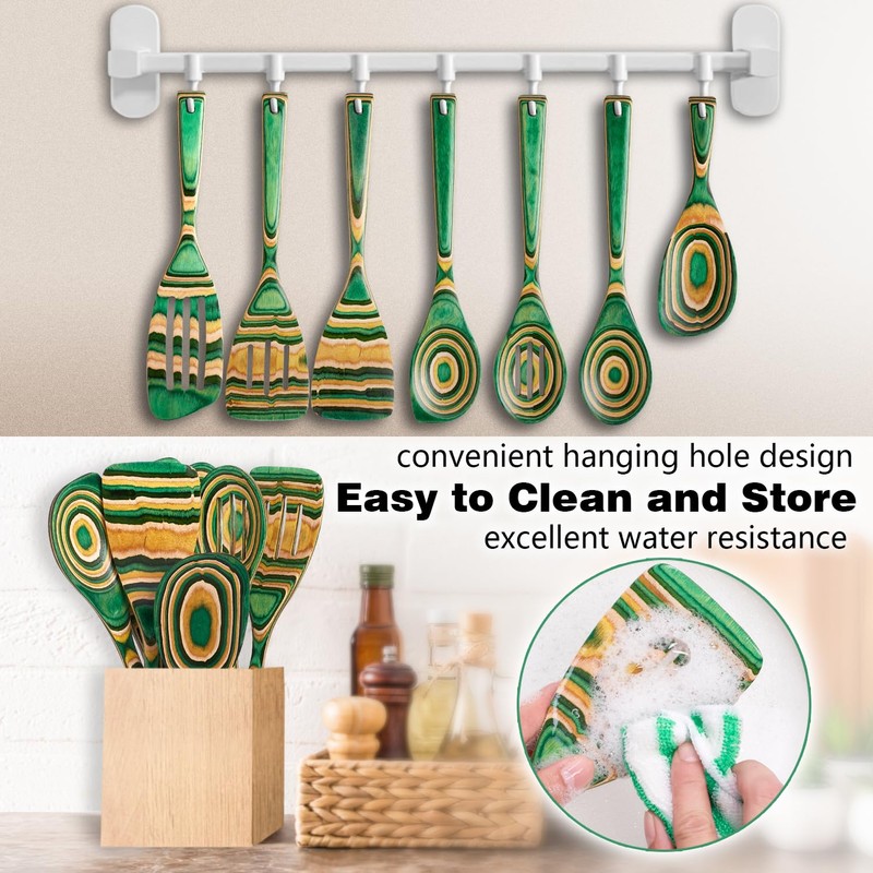 Wooden Spoons for Cooking, 7 Pcs Pakkawood Wooden Kitchen Cooking