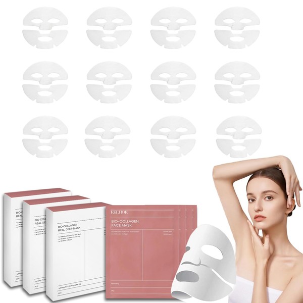 UEBSDVA 12 Piezas Collagen Real deep Mask, Mascarilla de Biocolageno,