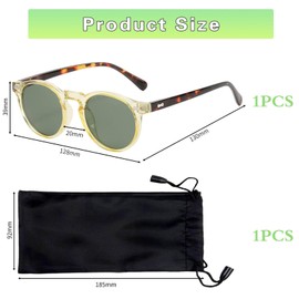GDFHBD 1 Piece Of Two-Color Sunglasses, With 1 Piece Of Glasses Bag, Y2K Style Sunglasses, Classic Round Retro Lenses, Fashionable Polarized Sunglasses.