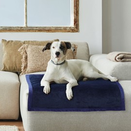 PiccoCasa Dog Blanket Washable, Fleece Puppy Blankets Soft and Warm for Pets Flannel Bed Cover Navy Blue 60cm x 80cm