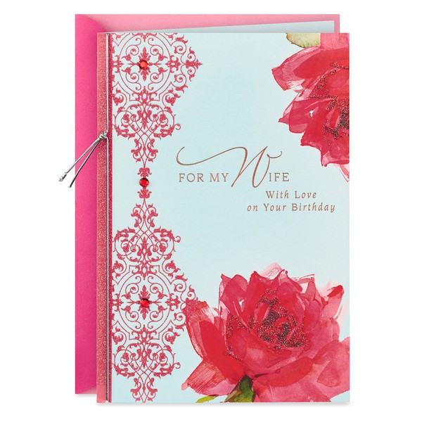 Hallmark Mahogany Birthday Card for Wife (Roses with Pattern)