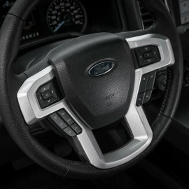 Xtreme trux Satin Silver Molded Steering Wheel Bezel Trim Cover For 17-22 Ford F250 F350