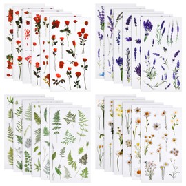 353pcs Flower Stickers, Scrapbook Stickers for Adults, Floral Stickers for Scrapbooking, Pressed Flowers for Crafts Sticker for Scrapbook Supplies Junk Journal Bullet Journal Planner DIY Stickers