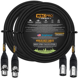 2 Units - 100 Foot - WBC-PRO-Quad Ultra-Silent Ultra-Flexible Balanced Star-Quad Cable with Amphenol Male & Female XLR Plugs & Black Tweed Jacket