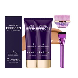 Perfect Body Concealer Set, 2pcs All Over Complexions Perfector With Two Brushes, Long Lasting And Waterproof Body Makeup Concealer, Full Coverage Tattoo Cover Up Cream (Dark Skin)