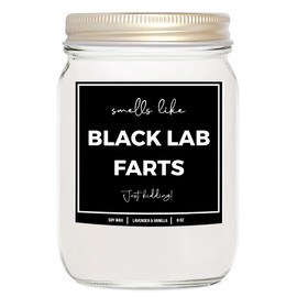 You Nique Designs Black Labrador Retriever Dog Fart Candle Soy Wax 8oz, Labrador Gifts for Women, Men - Dog Dad, Mom Candle Idea - Black Lab Ornament, Décor (Mahogany Teakwood)