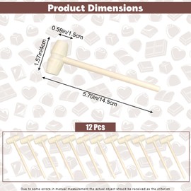 Heyiminy 12Pcs Mini Wooden Hammers for Chocolate, Small Wooden Mallets for Breakable Heart, Seafood Shellfish Crab Lobster Cracking Tool, Natural Wood Toy Mallets for Kids Educational Pounding Tool