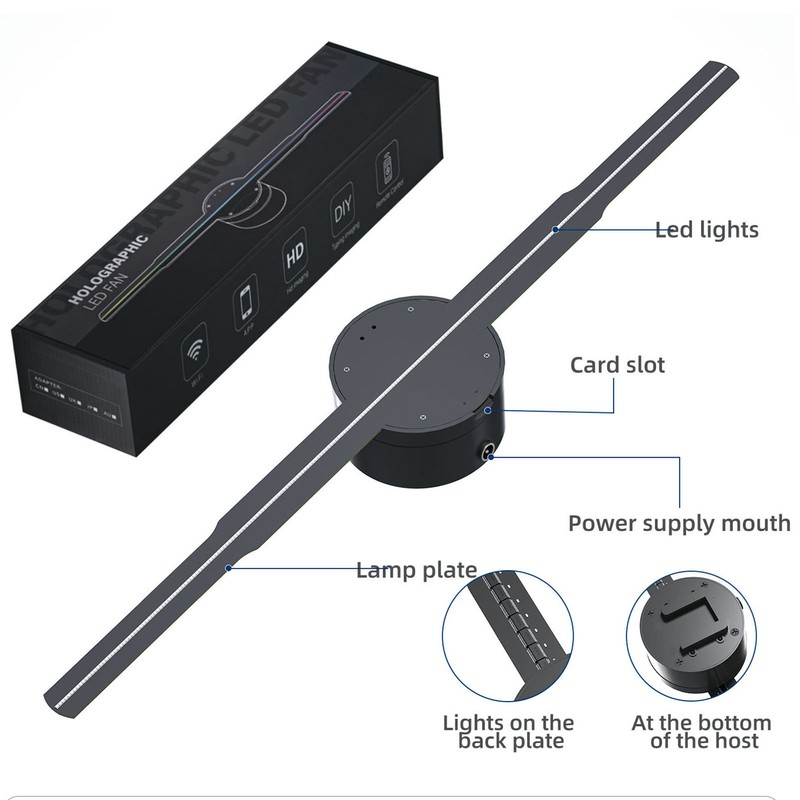 3D Hologram Projector Fan Ultra HD 266 LED Support Phone