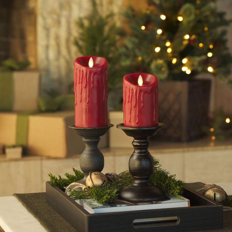 Luminara Wax Drip Flameless LED Candle, Burgundy 3" x 4.5",