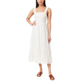 WallFlower Women's Hadley Smocked Bodice Tiered Rayon Gauze Maxi Dress, Gardenia