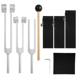 AOGOE Tuning Forks for Healing (128Hz, 256Hz, 512Hz), Aluminum Alloy Non-Magnetic Tuning Fork, Body Weighted Tuning Forks for Chakra Healing, Sound Therapy, Tuning Fork Set Frequency Healing Devices