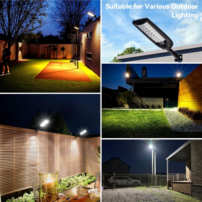 Solar Street Light Outdoor, 3 Color Temperature Waterproof 30000LM, Solar