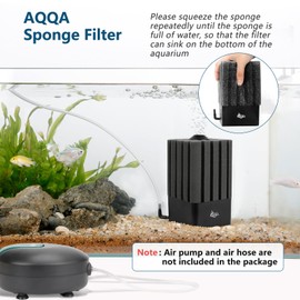 AQQA Aquarium Sponge Filter Submersible Fish Tank Filter Ultra Quiet Aeration Bio Sponge Corner Filter for Breeding Fry Betta Shrimp Fish Tank (Small for 5-20 Gallon)